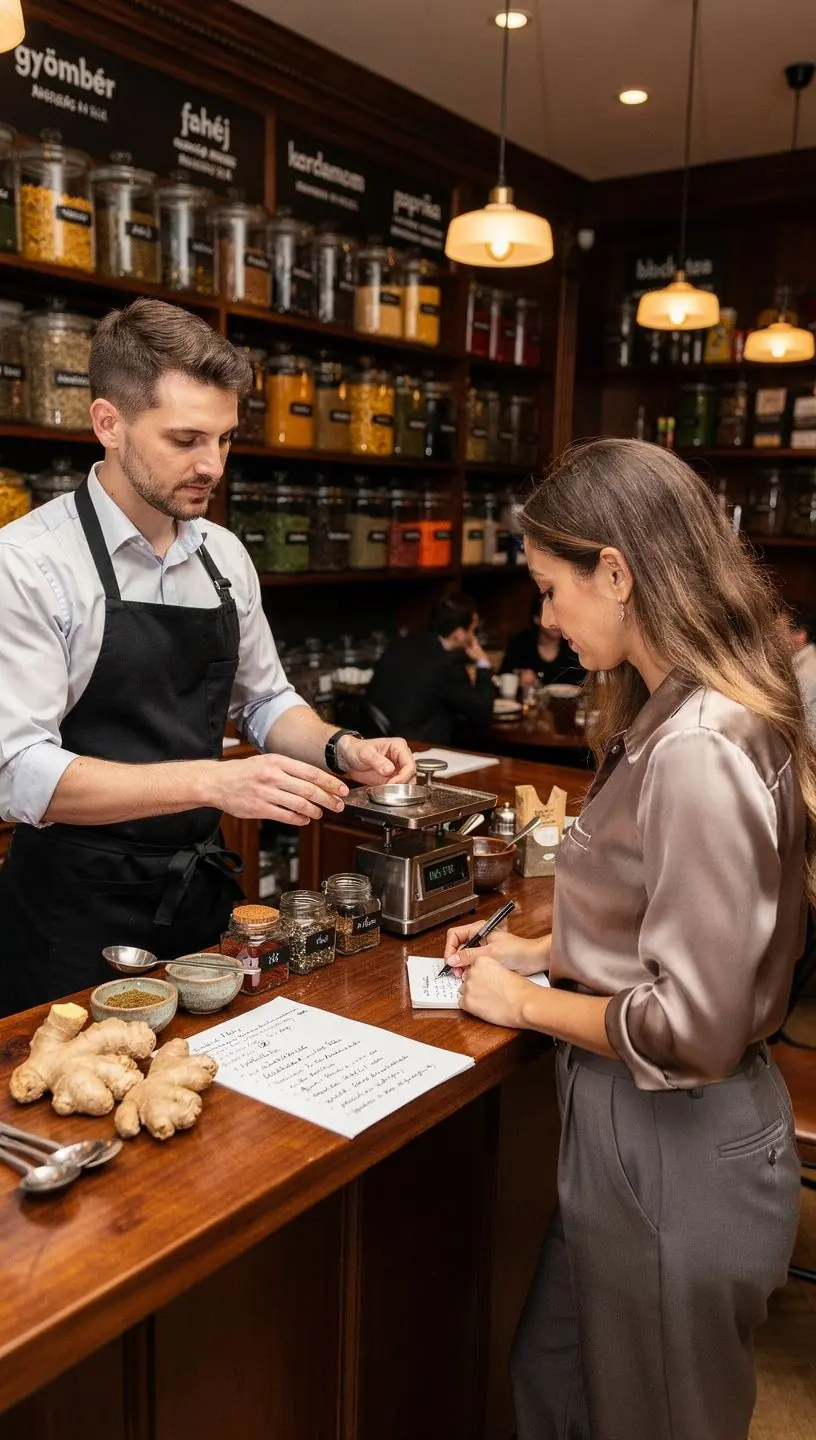 Élénk színű gyömbértea, szárított gyümölcsökkel díszítve.